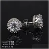 Orecchini a bottone con zirconi cubici coreani Sier Cz Crystal Diamonds Crown Wedding Ear per le donne Gioielli di moda da donna Piccoli lotti Drop Deliv Dhsdw