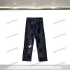 Xinxinbuy homens mulheres designer pant xadrez destruído jacquard carta bordado jeans lavados denim calças casuais preto azul XS-2XL
