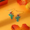 Stud Earrings Cactus Earring Woman Cartoon For Women Party Korean Fashion Trend Wedding Green Metal Accesorios Jewelry Girl Gift