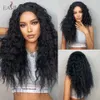 Perruques synthétiques Easihair Long Black Lace Front Wigs Deep Wave Curly Frontal Synthétique pour Femmes Résistant À La Chaleur Cosplay Cheveux 230227