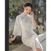 Vêtements ethniques 2023 amélioré Cheongsam floral à manches longues en mousseline de soie Vintage robe Slim-fit élégant traditionnel lâche Qipao S à XXL