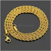 Chaînes M Plaqué Or 18K Corde Torsadée Pour Femmes Hommes S Colliers Ras Du Cou Bijoux En Bk 16 18 20 22 24 30 Pouces Drop Delivery Pendentifs Dhbuw