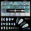 Nail Glitter Luxury Shiny Diamond Art s Crystal Decorations Set AB Glass 1pcs Pick Up Pen In Grids Box 21 Shape 230704