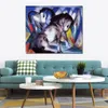 カラフルな抽象アート 2 頭の馬フランツ マルクの絵画モダンなリビングルームの装飾大
