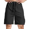 Men's Shorts Summer Fitness Sports Leisure Solid Black Short Male Swim Trunks Five-Point Pants Drawstring Wide Stretch Panties