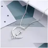 Anhänger Halsketten Nette Katze Mond Form Halskette Für Frauen Gold Silber Tier Box Ketten Mode Schmuck Geschenk Drop Lieferung Anhänger DH4S3