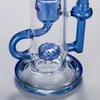 Wholesale Klein Recycle Glass Dab Rig Smoking Flower Water Pipe 14.4mm Thick Base Blue Smoking Rig Hookah Beaker with Glass Bowl Portable 7.48 inch Bubbler