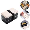 Dinnerware Sets Double Layer Lunch Box Container Meal Kid Bento Students Kids Snack Containers Microwave