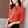 Luxury Vintage Ladies Designer Shirts Long Sleeve 2023 Runway Printed Women's Button Blouses Office Turn Down Neck Classic Sh3019