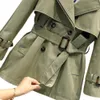 Nowa moda Kobiety Krótki trencz jesień zimowy pasek Vintage podwójnie piersi Khaki Windbreaker Mariewnia Slim Ice Coat Y53811372976