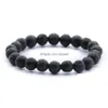 Perlé Lava Rock Chakra Bracelet Diffuseur Noir Pierre Naturelle Énergie À La Main Perles Bracelet Pour Femmes Hommes Mode Artisanat Bijoux Dro Dhrlp