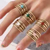 Turquoise Zirkoon Natuursteen Opening Ringen voor Vrouwen Boho Vergulde Rvs Vinger Ringen Sieraden Geschenken Groothandel