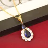 Pendant Necklaces Fashion 3 Zircon Stone Necklace Bule White Red Water Drop Crystal Druzy Chain Jewelry