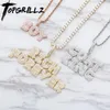 Anhänger-Halsketten TOPGRILLZ Benutzerdefinierter Name Ice Out Zirkonia Buchstabe Anhänger Halskette Glänzender Zirkonia Anhänger Hip Hop Modeschmuck Geschenk 230704