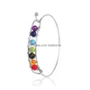 Braccialetti con ciondoli Yoga 7 Chakra Bracciale con filo per donna Sier Gold Pietra naturale Bracciale con perline Reiki Buddha spirituale Gioiello moda uomo Dhfve