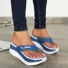 Sandaler Kvinnor Höga klackar Tjock botten Slides Sommar Casual Strandskor Stor storlek Kilplattform Mules Tofflor Kvinna Flip Flops