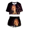 Camisetas Femininas Lingua Ignota Roupas Conjunto de Duas Peças Verão Manga Curta Crop Top Shorts Harajuku Streetwear Feminino