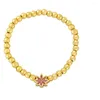 Braccialetti con ciondoli FLOLA Multicolor CZ Cryatal per donna Rame placcato oro gioielli impilabili con perline elastiche Brtg71