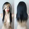 Syntetiska peruker Hairjoy Syntetiskt långt hår rakt lager kvinnor Ombre peruk med sido lugg 230704
