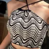 Damen Tanks 2023 Sommer Gestrickte Halter Bandage Crop Top Korsetts Für Frauen Y2K Streetwear Gestreifte Weste Tops Schulterfrei Rückenfrei Sexy