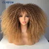 Perruques synthétiques GEMBON cheveux brun cuivre gingembre courte perruque synthétique bouclée adaptée aux femmes perruque naturelle avec une frange cheveux de jeu de rôle résistant à la chaleur Ombre 230704