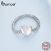 Z kamieniami bocznymi 925 Sterling Silver imitacja łańcuszka w kształcie serca pierścionek zaręczynowy Fine Jewelry prezent obietnica Bridal BSR422 230704