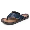 Slippers Topvivi Men Beach Flip Flops 2023 Handmade Genuine Leather Shoes Casual Sneakers Summer Outdoor Sandals