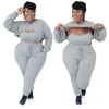 Women's Plus Size Pants 5xl Clothing Tight Tank Top Long Sleeve Crop and Trouser Set Street 3 Piece Wholesale Direct 230705