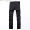 Jeans pour hommes Jeans noirs pour hommes Skinny Ripped Destroyed Stretch Slim Fit Hop Pantalon avec trous pour hommes 27-38 Z230707