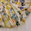 Rokken Filter Olieverf Rok Chiffon Vezel Dames Knielange A-lijn Geplooid Met Vintage Bloemenprint Dameskleding