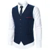 Mannen Vesten Mannen Pak Vest Jas Streep Stof Decoratieve Borstzak Ontwerp Klassieke Causale Zakelijke Mode Slim Fit 230705