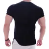 T-shirt da uomo T-shirt da palestra manica corta tinta unita da uomo Camicia da corsa sportiva in cotone da uomo Fitness Bodybuilding T-shirt da allenamento Top Abbigliamento estivo J230705