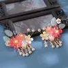 Hair Clips Girls Flower Hairpin Tassel Pins Chinese Style Kids With Beads For Travel H9