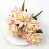 Декоративные цветы свадебный декор искусственный шелковый розы букет свадебная рука с цветочным цветом домом гостиная сад Красный розовый декорация
