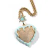 Colares com pingente Ice Out Snow Frozen Heart Pendant Micro Pave CZ Stone Colar adequado para homens e mulheres hip-hop jóias 230704