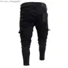 Men's Jeans Mens Jeans Fashion Black Jean Men Denim Skinny Biker Jeans Destroyed Frayed Slim Fit Pocket Cargo Pencil Pants Plus Size S-3XL Z230706