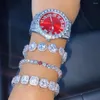 Link Armbänder Mode Quadrat Tennis Armband Kristall Kursive Brief Kubanische Kette Für Frauen 26 Initialen Hand Geschenke Schmuck