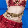 Pasy vintage brzuch pasek taneczny multi -warstwy multi -warstwowy kostium regulowany metalowy szalik biżuterii