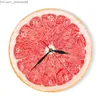 壁時計オレンジレモンフルーツアクリル壁時計ライムザボンモダンキッチン時計家の装飾新鮮なトロピカルフルーツウォールアート時計 T200601 Z230705