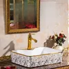 Moda ceramiczna umywalka luksusowa umywalka do użytku domowego złota powyżej blatu umywalka do kąpieli z kranem umywalki łazienkowe w stylu europejskim KS34
