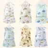 T shirts Children s Clothing Print Sleeveless Tops Shorts Cute Breathable Kids Summer Vest Set Tank Top for Baby Children 230704