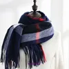 Top Original Bur Home Winter scarves online shop Scarf Women's Autumn and Imitation Cashmere Japan Korea Sweet Striped Shawl Warm Medium Length