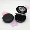 Frasco de pó/blush de plástico preto com bandeja de alumínio espelhada, caixa de cosméticos portátil vazia, tampa flip, recipiente de embalagem F20172828 Oavwb