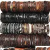 Berlockarmband Mix Styles Handgjorda flätat läder för kvinnor män Vintage armband Wrap armband Mode festsmycken i Bk Drop Deli Dhauj