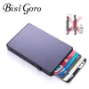 BISI GORO nom personnalisé antivol en aluminium boîte unique portefeuille intelligent mince RFID embrayage Pop-up bouton poussoir porte-cartes étui à cartes