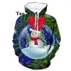 Hommes Hoodies Noël 3d Imprimé Arbre/bonhommes de neige/santa Hoodie Baseball Costume Pour Hommes Et Femmes