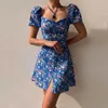 WildPinky 2023 Summer Print Dress Style Français Manches Bouffantes Floral Hors Épaule Mini Robe Casual Corset Sans Bretelles Femmes Robe J230705