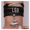 Charm Bracelets 12 Zodiac Sign Love Infinity For Women Men Horoscope Letter Braided Leather Rope Wrap Bangle Fashion Diy Jewelry Dro Dhmnd