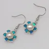 Collier boucles d'oreilles ensemble JL0002 Design fleur bijoux pour femme bleu opale de feu et anneau boucle d'oreille