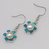 Necklace Earrings Set JL0002 Design Flower Jewelry For Women's Blue Fire Opal And Ring Earring